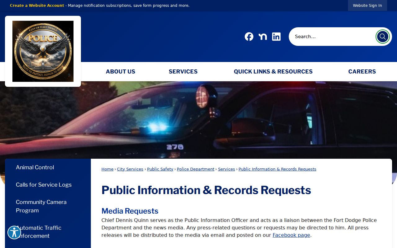 Fort Dodge public information and records request page
