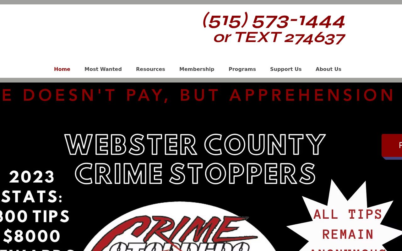 Webster County most wanted tip program home