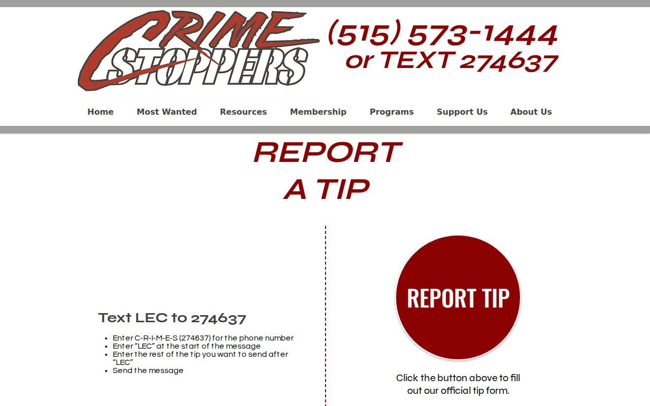 Anonymous Webster County most wanted tip reporting channel