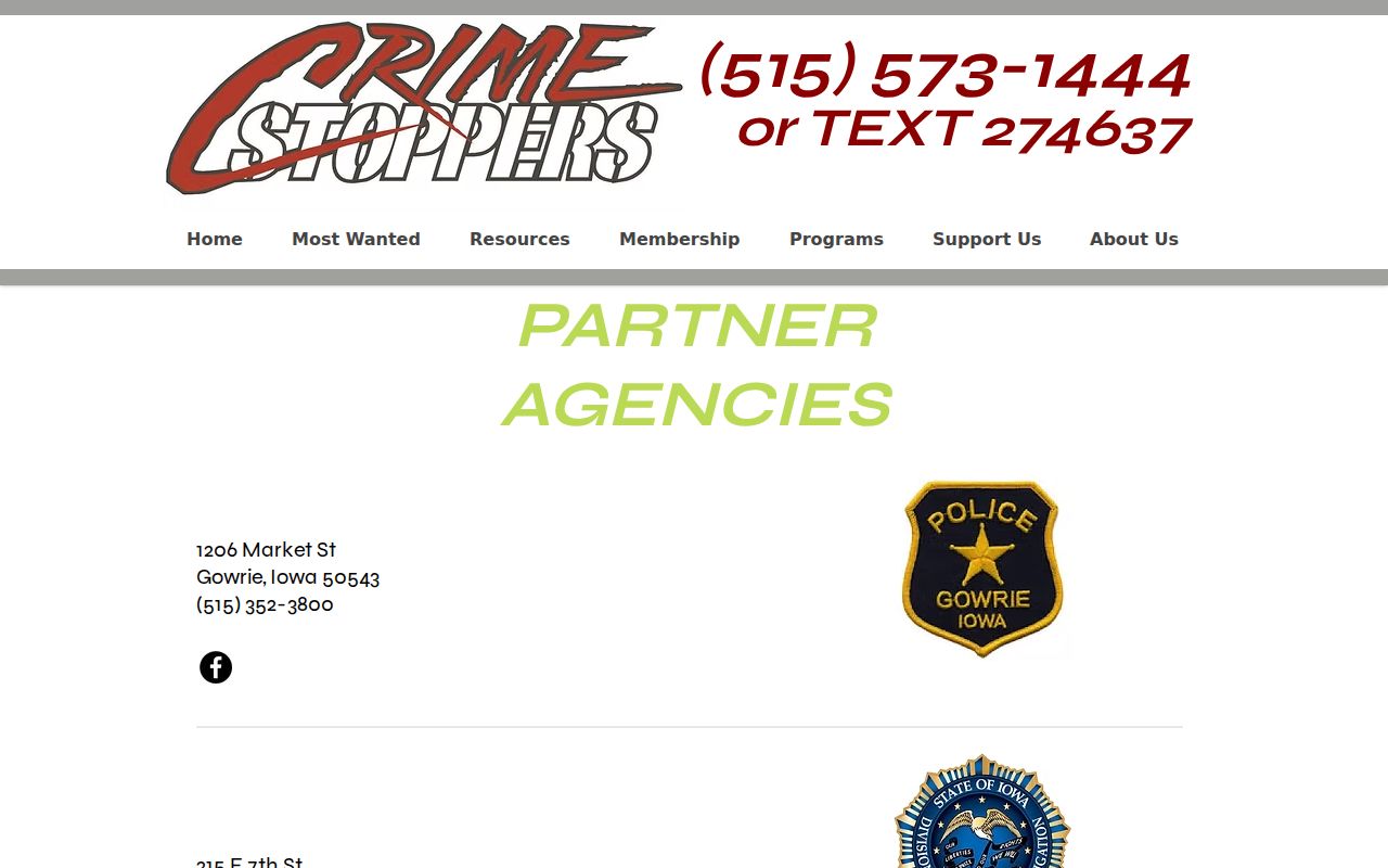 Partner agencies for the Webster County most wanted tip program