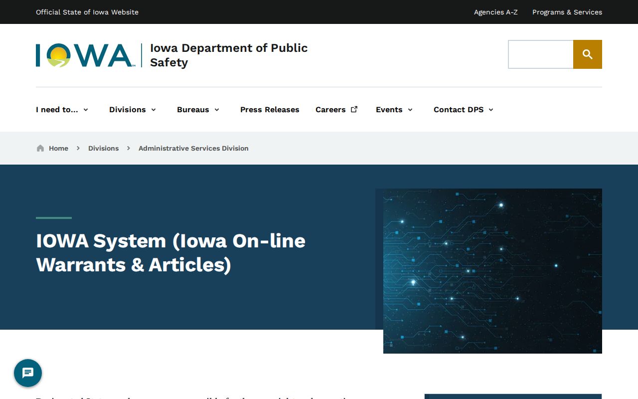 Restricted IOWA System context for Webster County warrants