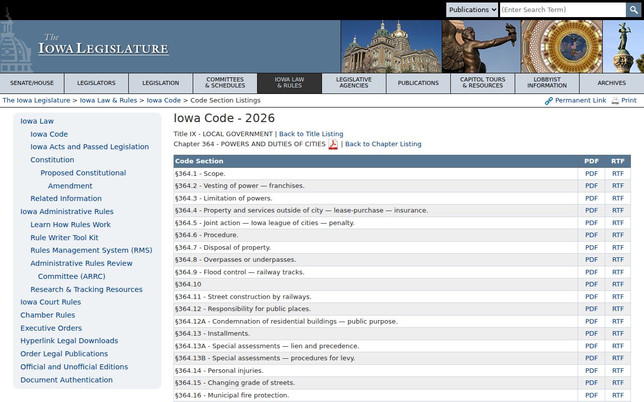 Iowa Code chapter 364 municipal infraction source for Webster County